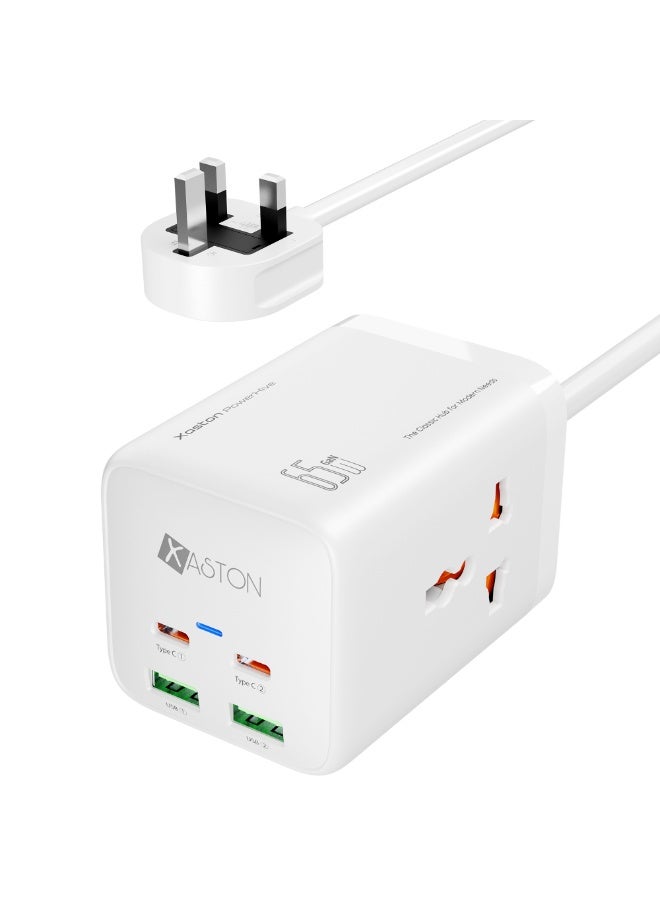 اكساستون مقبس طاقة PowerHive بقوة 65 واط بتقنية GaN مع شحن سريع، ودعم توصيل الطاقة عبر منفذ USB-C، وهيكل من البولي كربونات المقاوم للحريق، ومقبس حائط صغير الحجم، وكابل بطول 1.8 متر، وشحن آمن، مثالي للمنزل والمكتب ومحطات العمل (NMF101) - Image 1